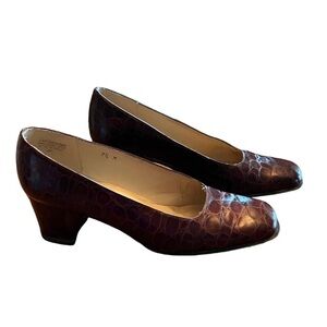 Etienne Aigner Women’s Leather Reptile Print Pumps